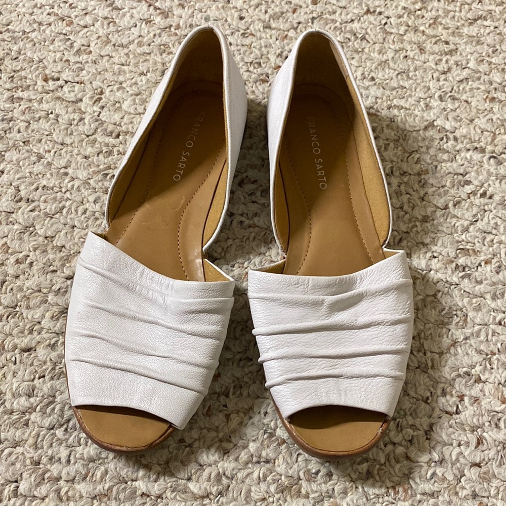 Franco Sarto white peep toe flats Size 9.5M